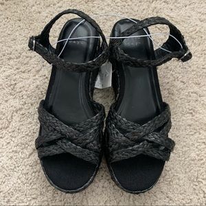 A New Day Black Espadrille Wedge Sandals